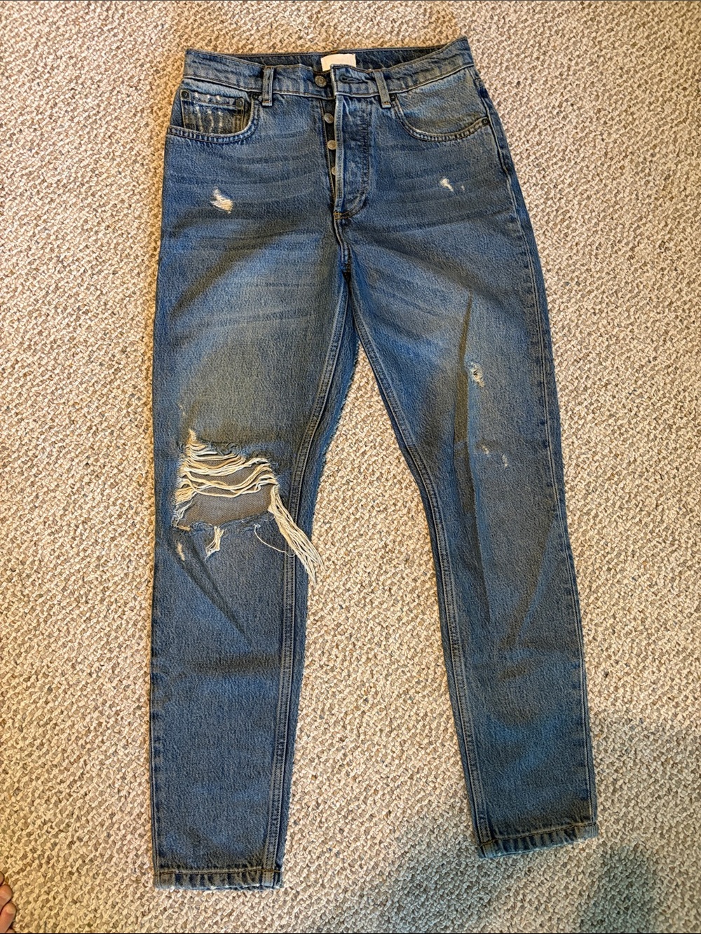 Boyish Distressed Dark Blue Ripped Jeans